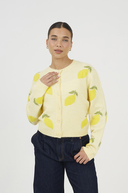 Soft Touch Lemon Womens Knit Cardigan - Yellow