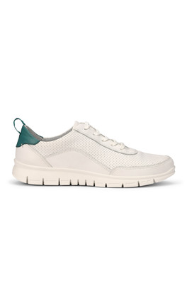 Gravity II Women's Wide Fit Leather Trainer - White-Teal Green