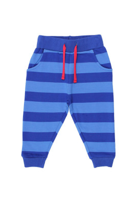 Kids 100% Cotton Striped Joggers - Blue