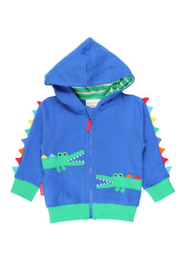 Kids 100% Cotton Croc Applique Hoodie - Blue