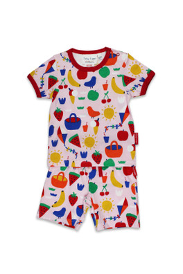 Kids 100% Cotton Picnic Print Short Pyjamas - Multi
