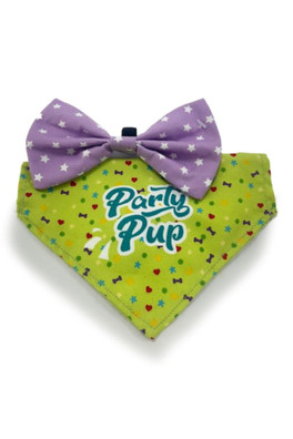 Party Pup Birthday Dog Bow Tie & Bandana Set - Lime