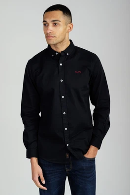 Cotton Oxford Mens Long Sleeve Shirt - Black