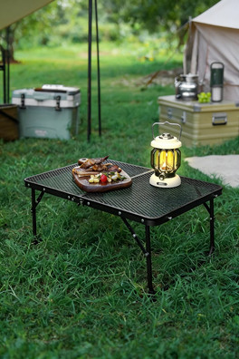 Black Aluminum Alloy Camping Table - Black
