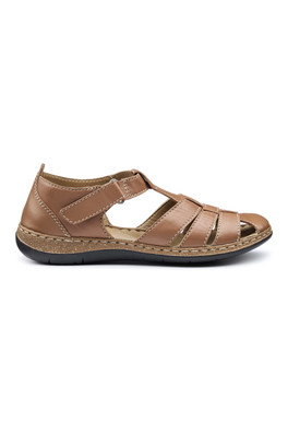 Sharini Women's Regular Fit Leather Sandal - Rich Tan