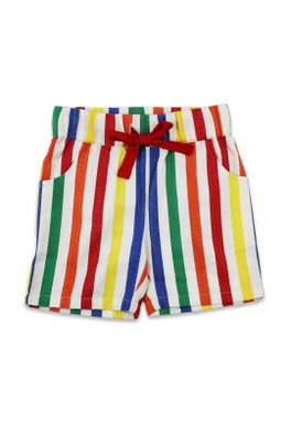 Kids 100% Cotton Happy Stripe Woven Shorts - Multi