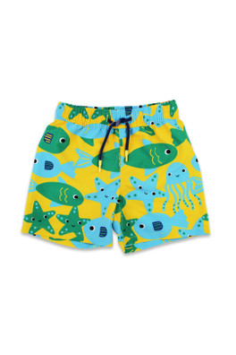 Kids Under The Sea Print Swim Shorts - Yellow