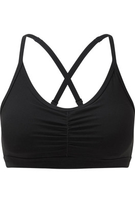 Ruched Womens Medium Impact Sports Bra - Black