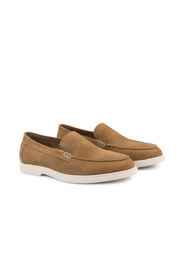 San Mauro Mens Suede Leather Apron Loafers - Tan