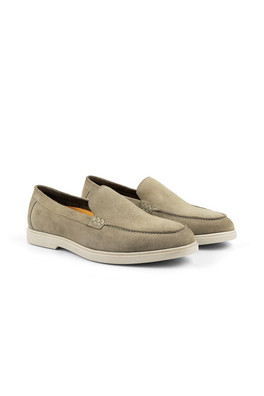 San Mauro Mens Suede Leather Apron Loafers - Sand