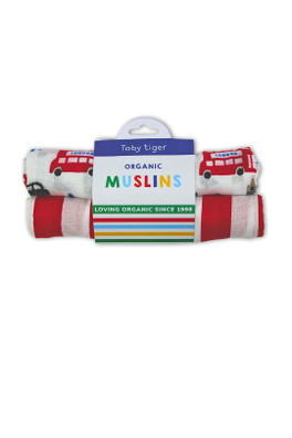 Baby 100% Cotton London Print 2 Pack Muslins - White