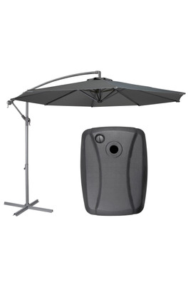 3m Banana Parasol, Cover & Base Bundle - Grey