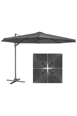 3m Cantilever Parasol, Cover & Base Bundle - Black