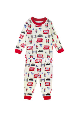 Kids 100% Cotton London Print Long-Sleeved Pyjamas - White