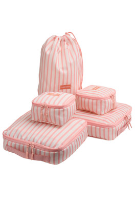 Classic Striped 5-Piece Packing Cube Set - Pink
