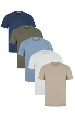 Cotton 5-Pack Mens Short Sleeve T-Shirts - Light Blue