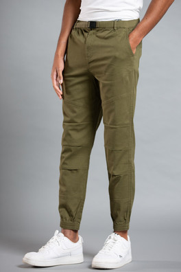 Mens Cuffed Cargo Trouser with Belt - Khaki