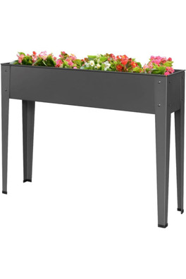 75cm Metal Raised Garden Bed Steel Planter Box - Charcoal Grey