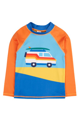 Kids 85% Recycled Polyester Sun Safe Rash Vest - Blue Skies/Camper Van