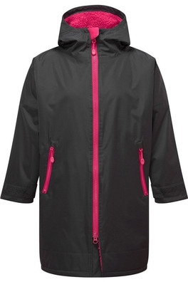 Changing Kids Robe - Charcoal/Hot Pink