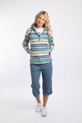 Lana Womens 1/4 Zip Printed Micro Fleece Hoodie - Light Cream