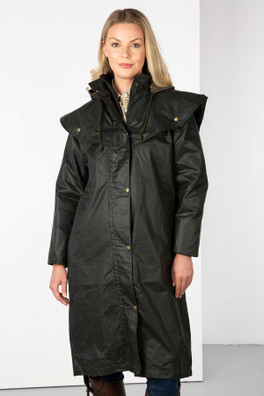 Hannah Womens Full Length Wax Jacket - Olive