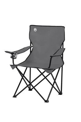 Steel Quad Camping Chair with Arms and Carry Bag - Grey Camping Chair