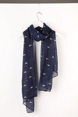Wistow Womens Printed Floaty Scarf - Horse Navy II