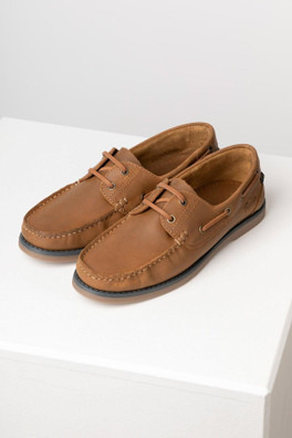 Runswick Mens Leather Deck Shoe - Tan