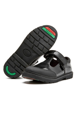 Ava Girls Patent Bumper School Shoes - Black