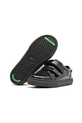 Harper Girls Patent Double Strap School Shoes - Black