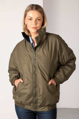 Womens Fleece Lined Bomber Jacket - Olive