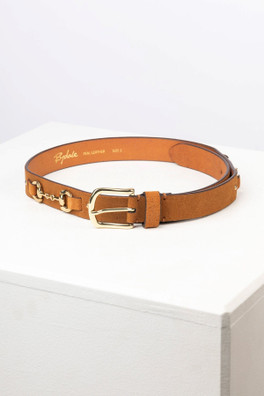 Lucinda Womens Suede Snaffle Belt - Dark Tan