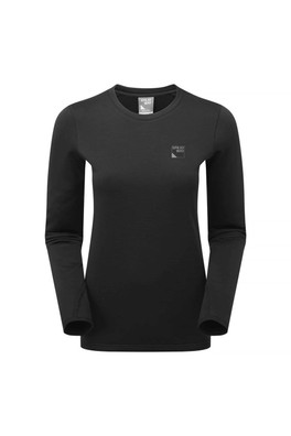 Ladies Soft Fleece Hiking Top with Thumb Loops - Black