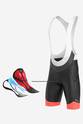 Essential Men's Padded Cycling Bib Shorts - Black/Orange