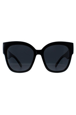 MP73A Womens Square Sunglasses - Shiny Black / Grey