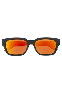 SDS-5004 Rectangle Unisex Sunglasses - Matte Black / Orange Mirrored