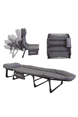 Reclining Camping Bed Adjustable Backrest - Grey/160kg Capacity