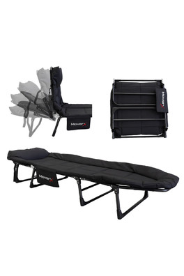 Reclining Camping Bed Adjustable Backrest - Black/160kg Capacity