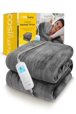 Fleece Electric Heated Throw - Grey