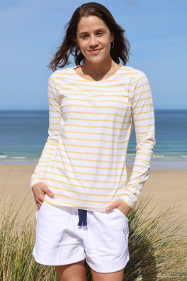 Womens Long Sleeve Breton Top - Lemon