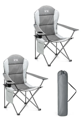 Falcon Padded Camping Chair (Twin Pack) - Grey