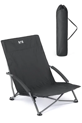 Sisken Low Folding Beach Chair - Black