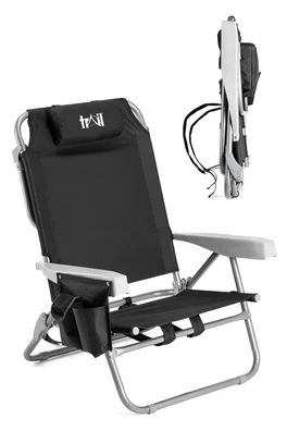 Low Reclining Lightweight Beach Chair - Black
