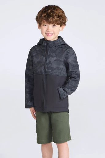 Exodus Kids Camo Print Softshell Jacket - Black