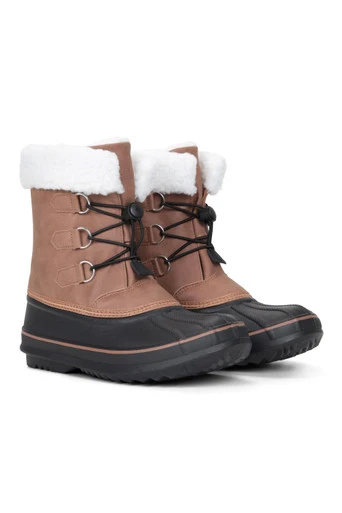 Casual Kids Adaptive Lace Up Snow Boot - Tan