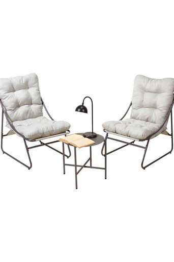 3 Piece Sling Bistro Garden Set - Black / Beige