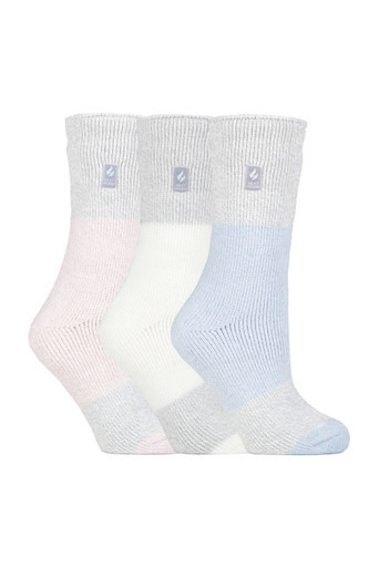 3 Pairs Ladies Winter Thermal Socks - Light Grey