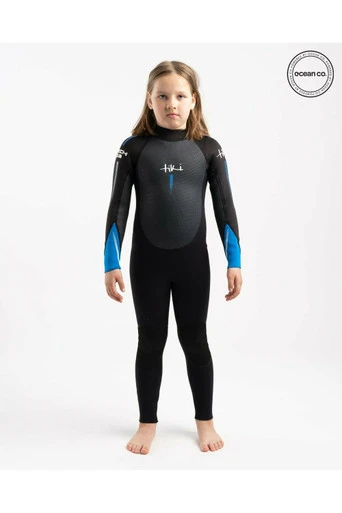 Junior Tech 3/2 F/L Steamer Back Zip Wetsuit - Black/Blue