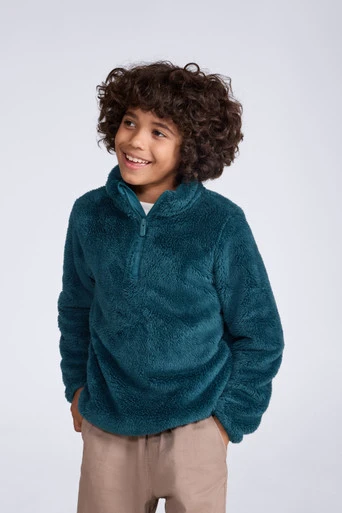 Teddy Kids Half-Zip Fleece - Dark Green